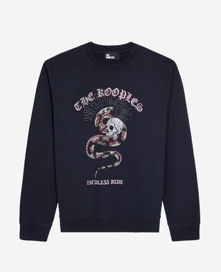 The Kooples HOMME WASHED NAVY sweatshirt avec sérigraphie bleu marine