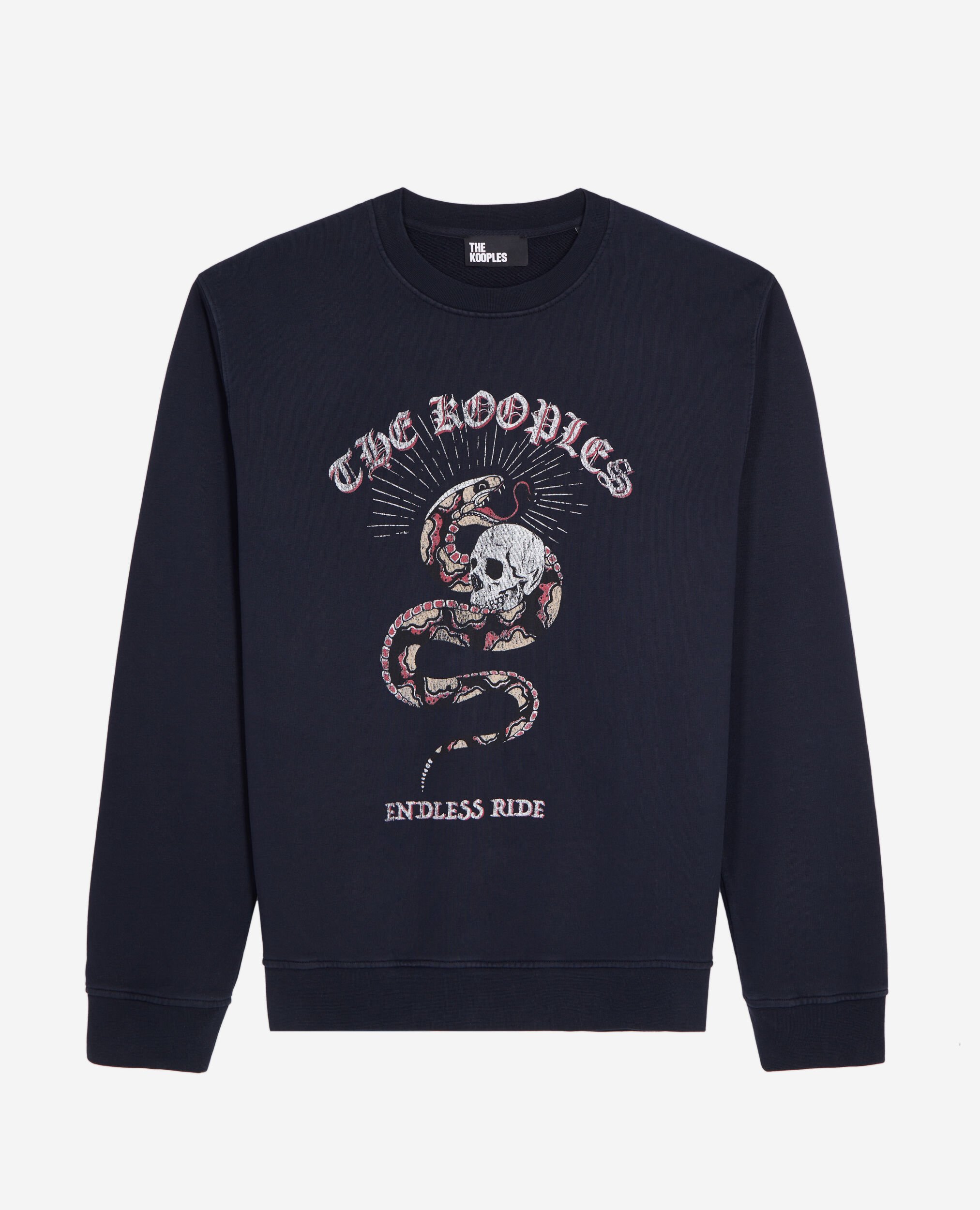 Sweatshirt avec sérigraphie bleu marine, WASHED NAVY, hi-res image number null