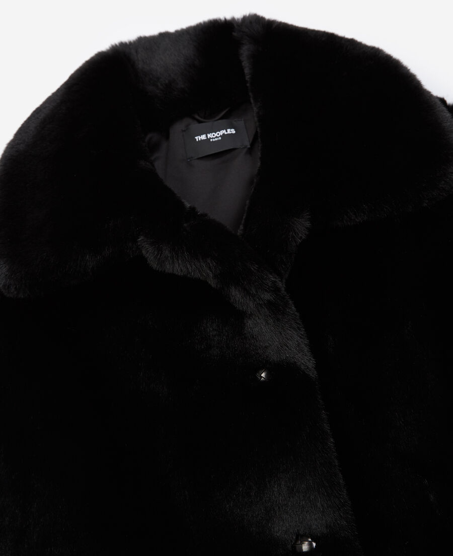 short black faux fur coat