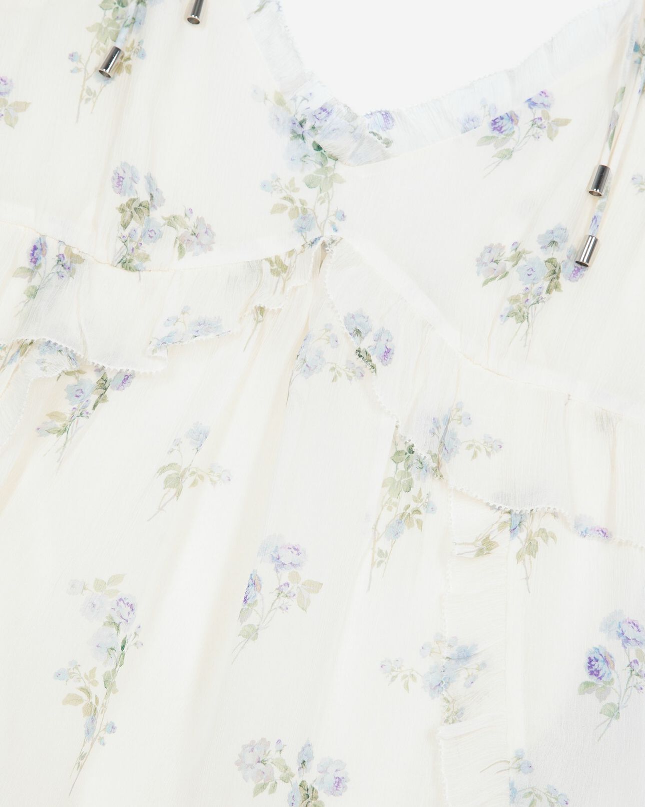 The Kooples DAMEN WHITE / SKY BLUE top mit rüschen im blumendruck weiß