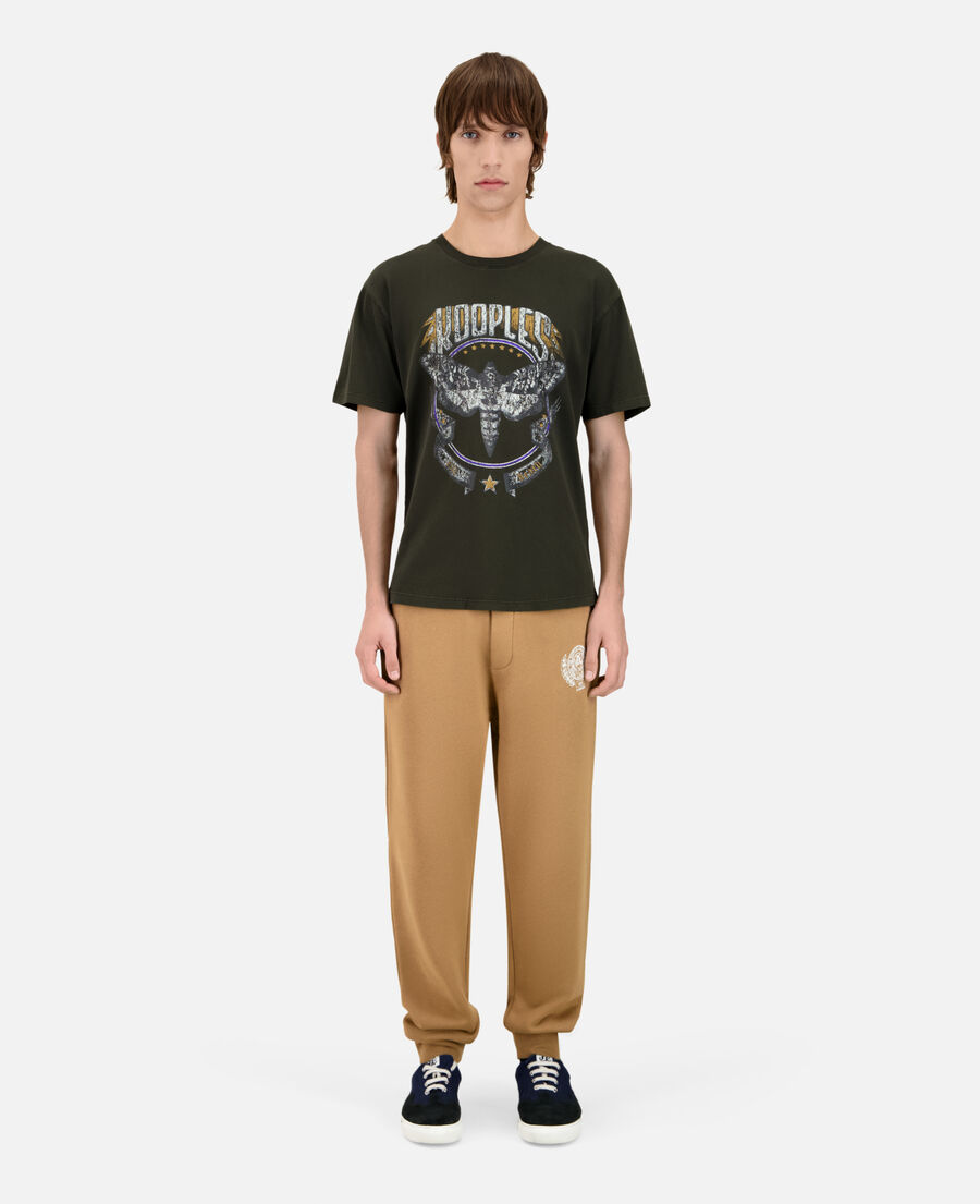 The Kooples MEN DARK GREEN men's dark green t-shirt with skull butterfly serigraphy