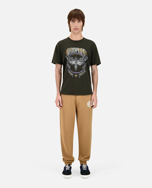 The Kooples HERREN DARK GREEN dunkelgrünes t-shirt mit siebdruck für herren