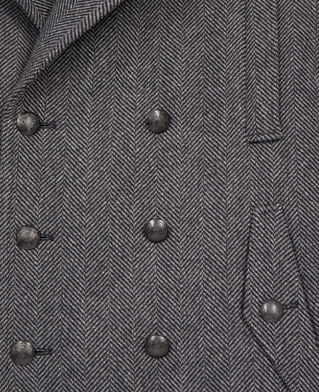 The Kooples MEN BLACK GREY black herringbone wool blend pea coat