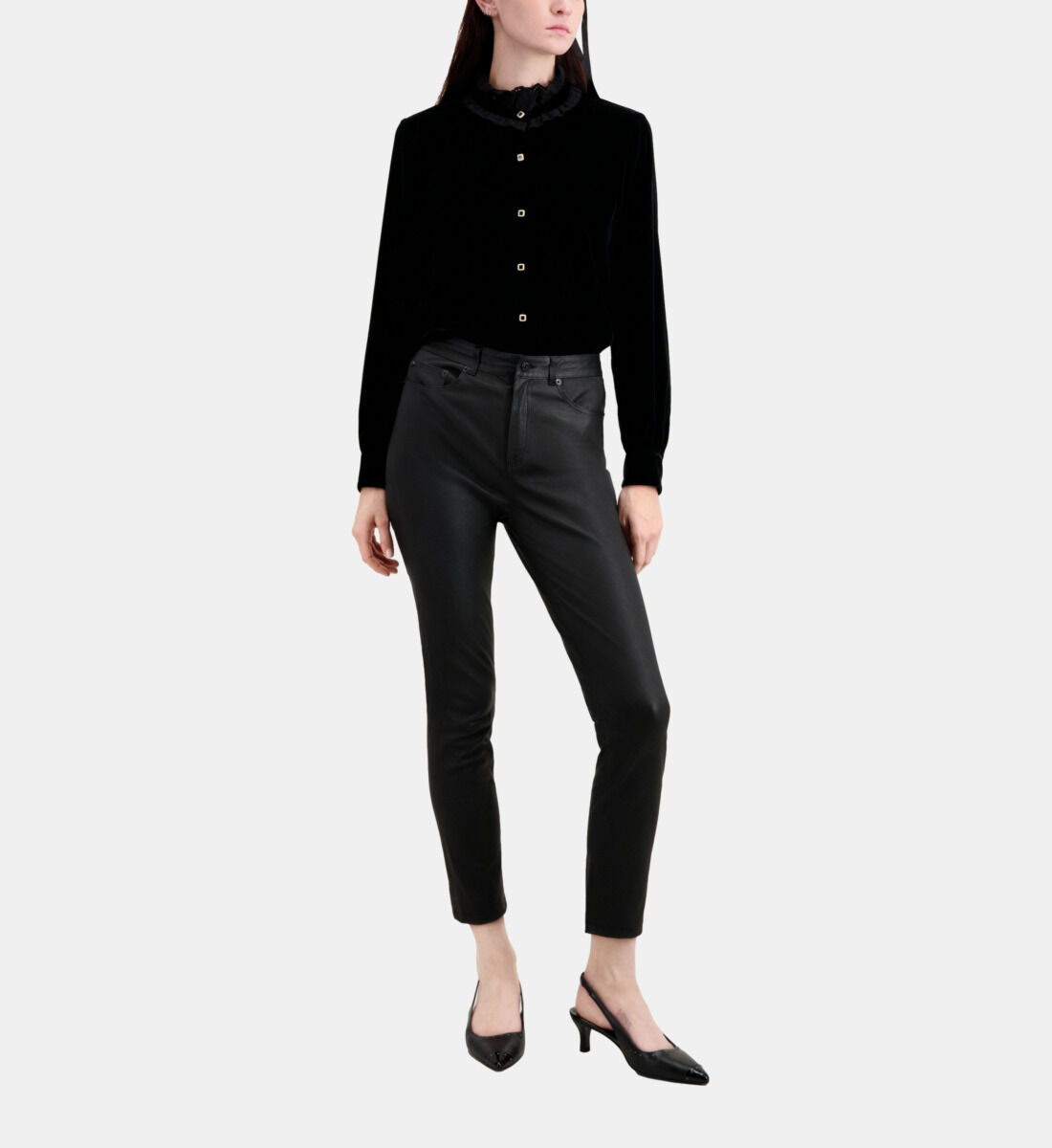 Black leather shop skinny trousers