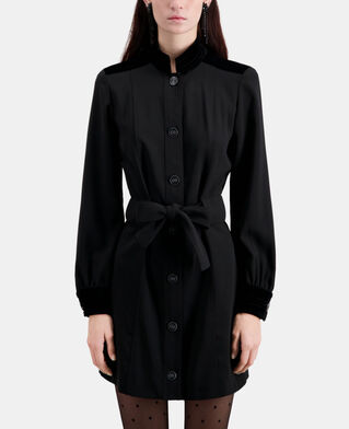 The Kooples F BLACK short black crepe dress with velvet details