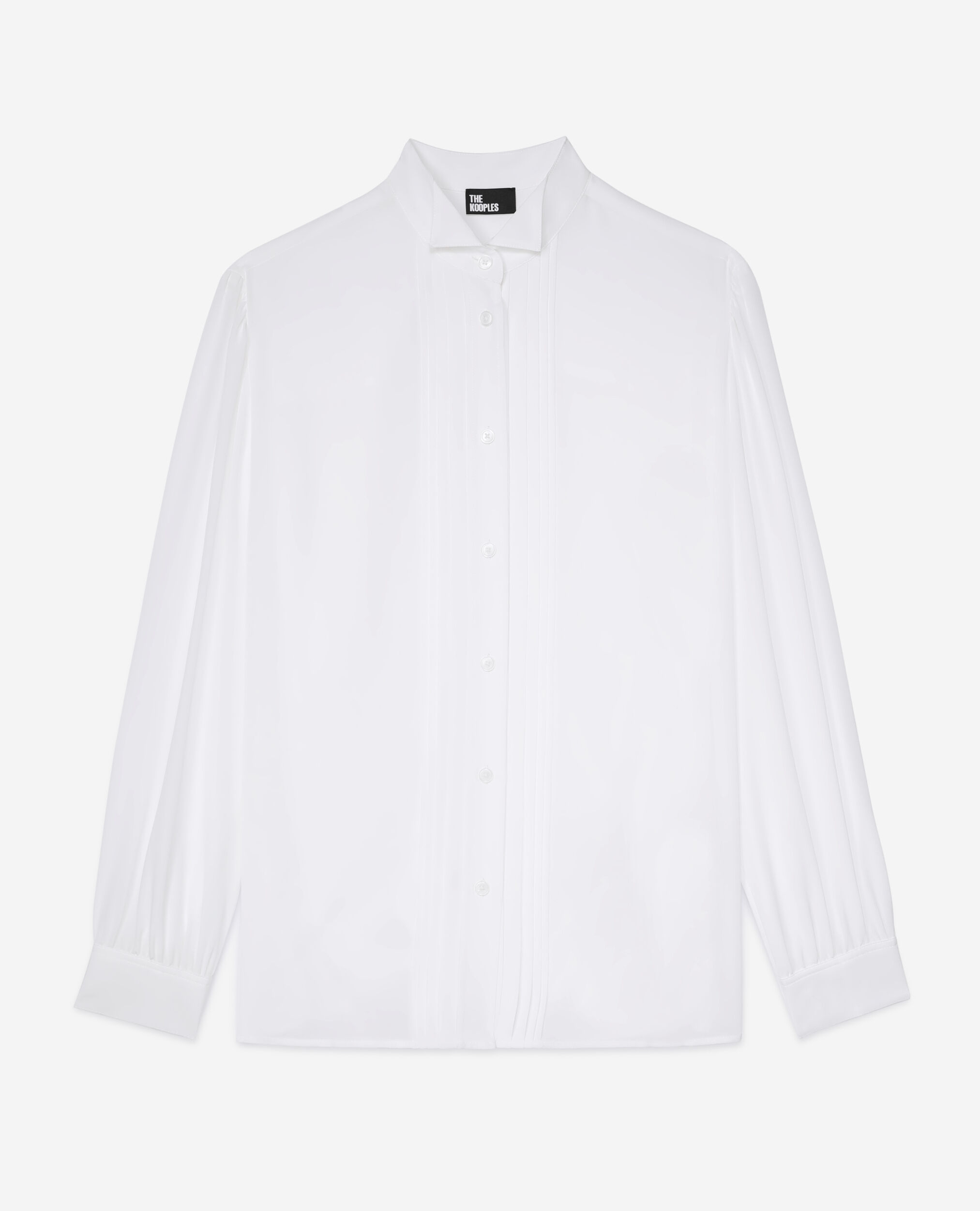 Camisa blanco crudo seda plisado, ECRU, hi-res image number null