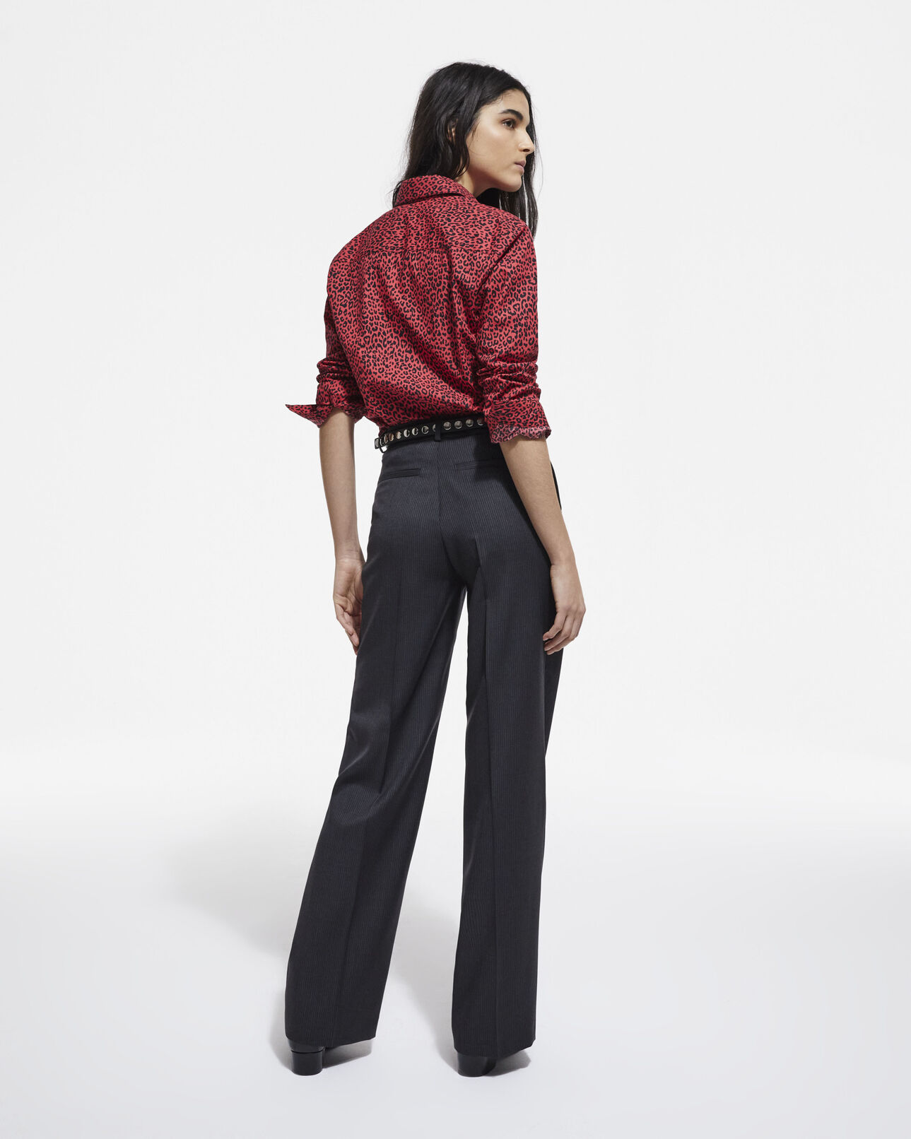 The Kooples WOMEN RED / BLACK red leopard print shirt