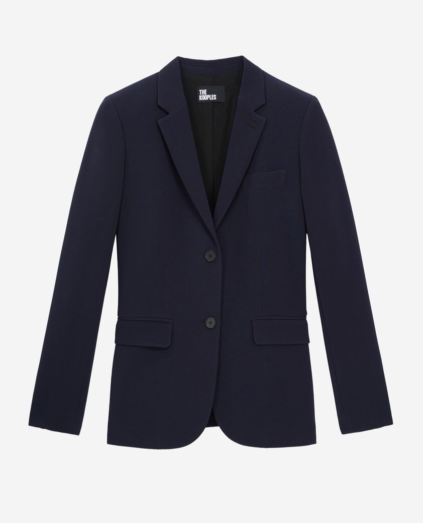 The Kooples WOMEN DARK NAVY navy blue structured-cut crepe suit jacket