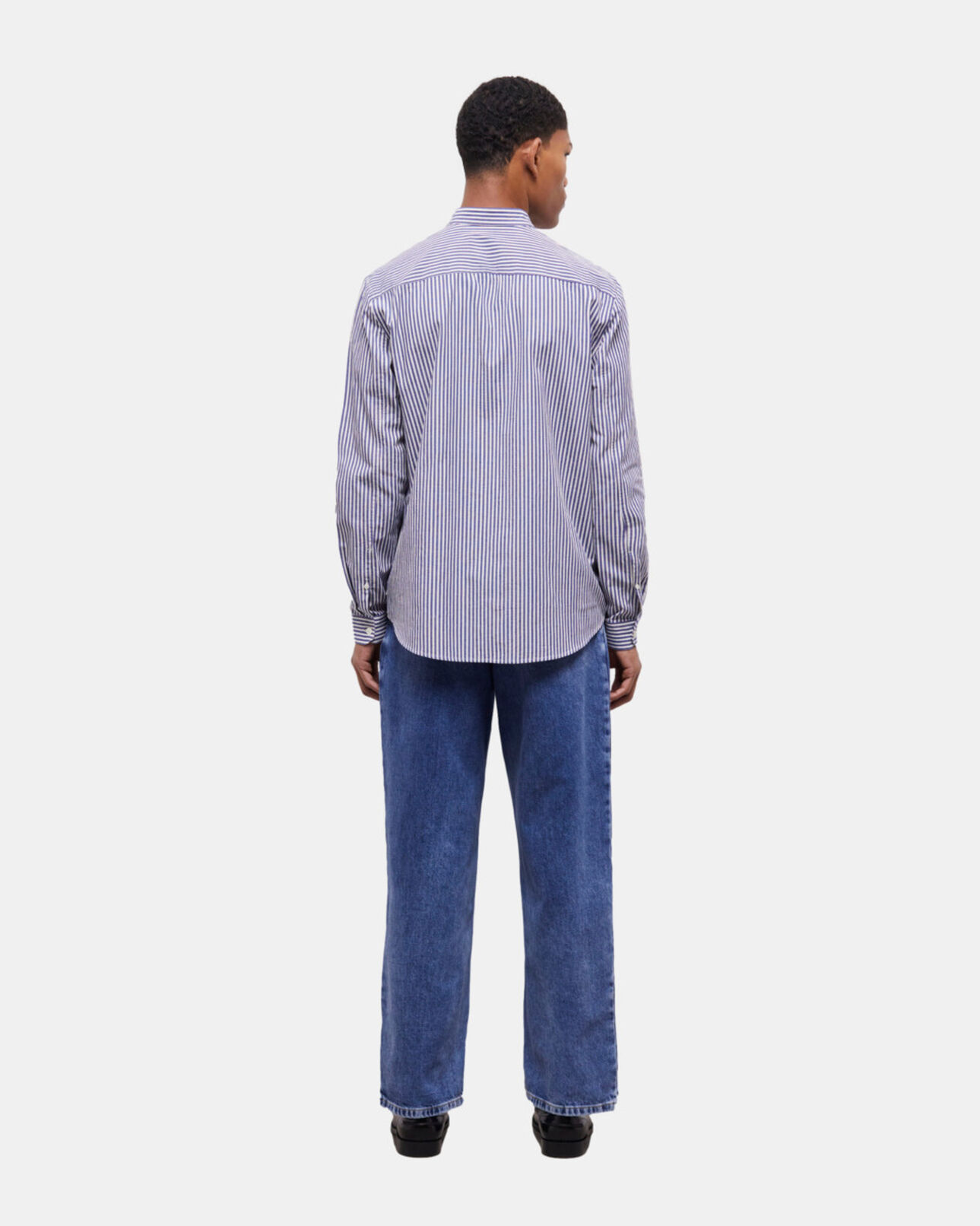 The Kooples MEN BLUE WHITE blue-striped shirt with officer collar
