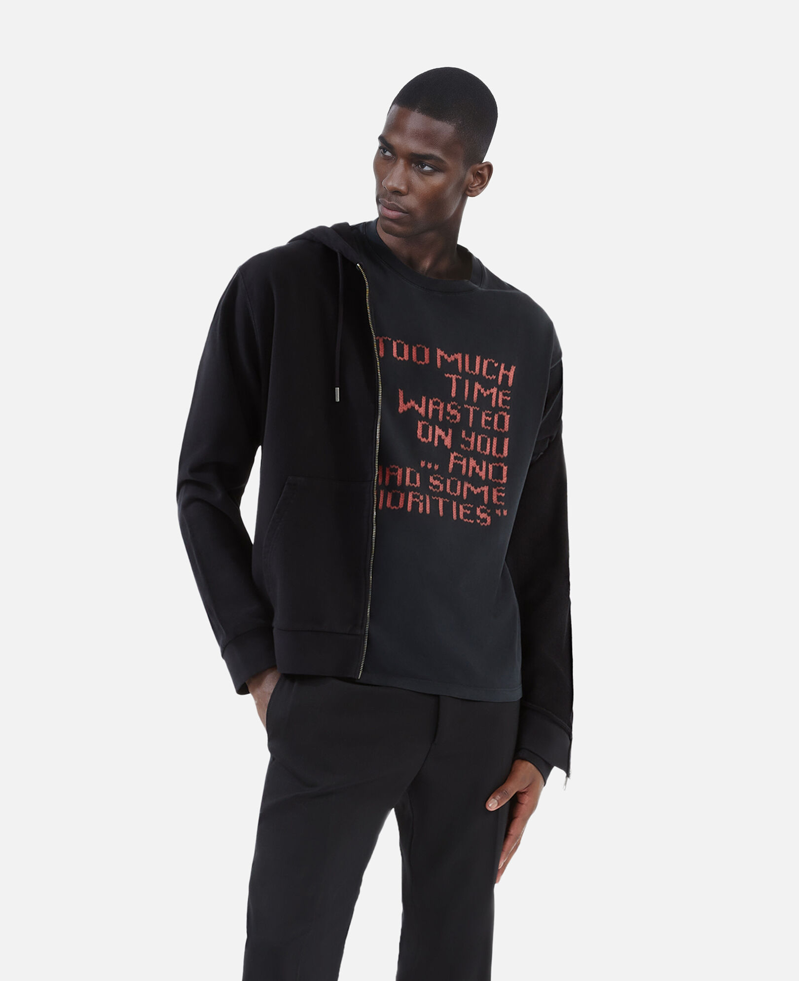 The Kooples MEN BLACK WASHED black screen print t-shirt