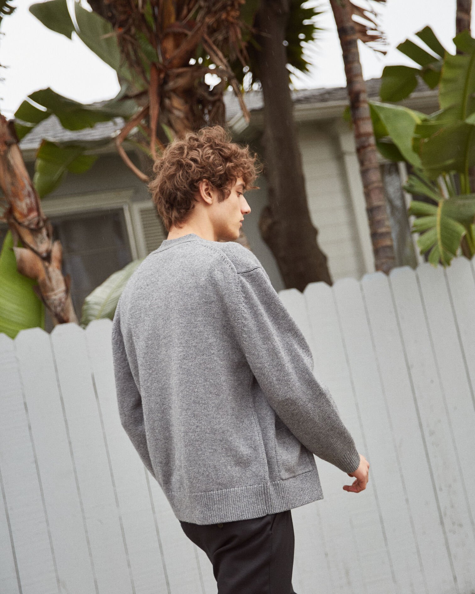 Oversized gray wool and cashmere cardigan, GREY, hi-res image number null