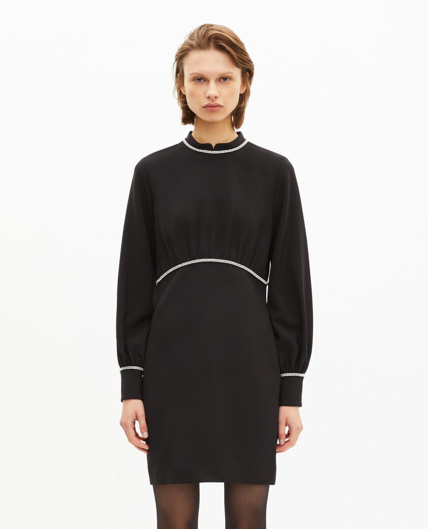 The Kooples FEMME BLACK robe courte avec détails de strass noire