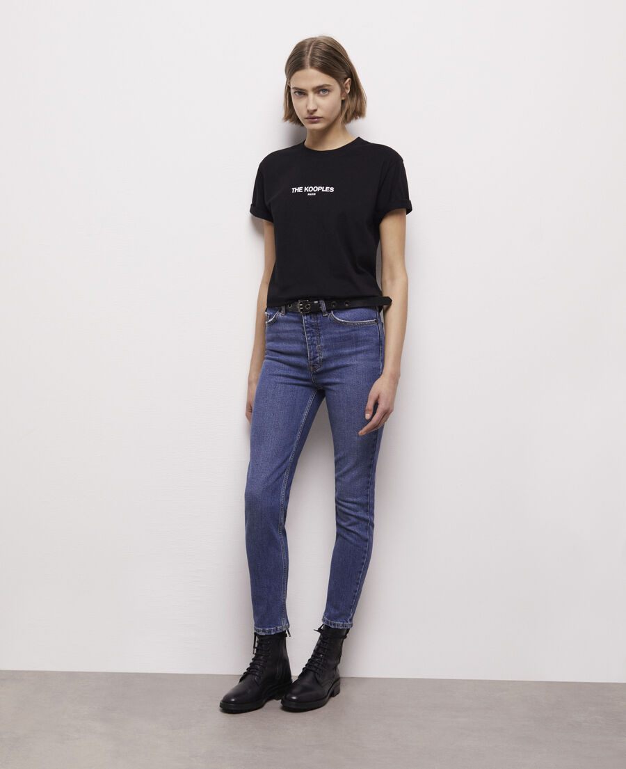 black cotton t-shirt with printed logo