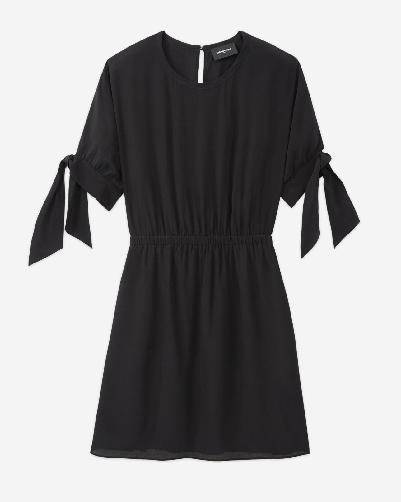 The Kooples FEMME BLACK robe courte noire manches courtes à nœuds