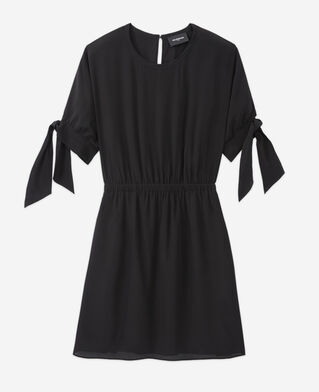 The Kooples F BLACK short black dress with knotted short sleeves