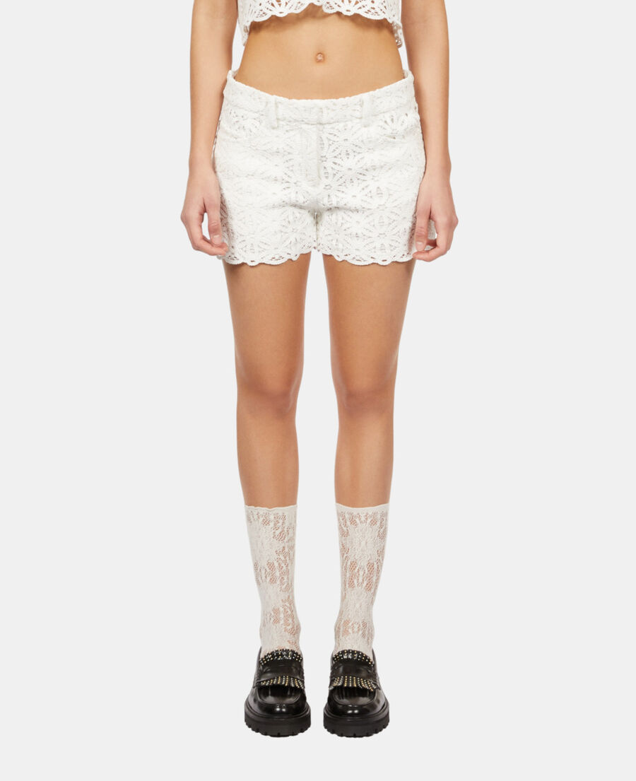 The Kooples WOMEN WHITE white guipure shorts
