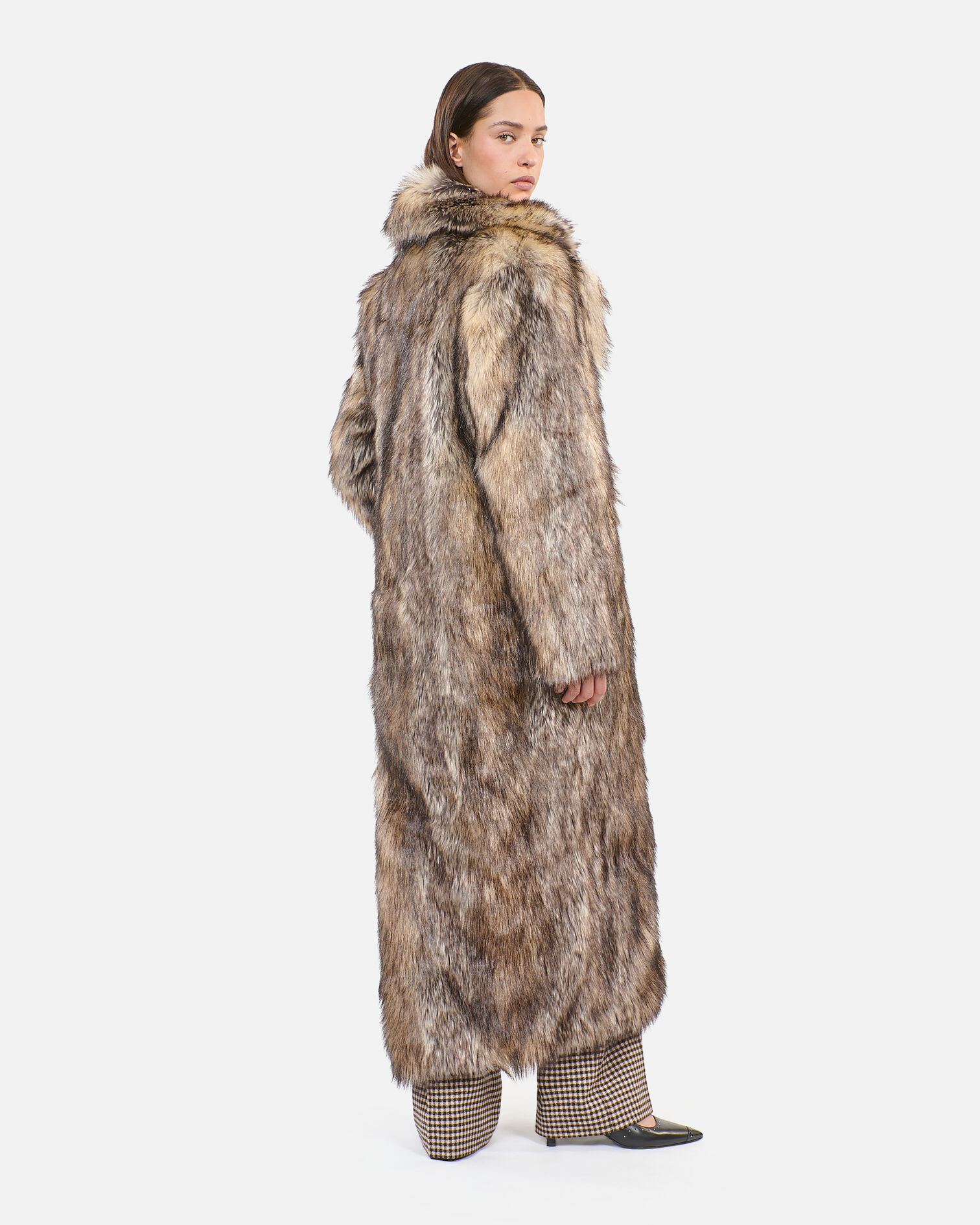 Manteau long effet fourrure beige, DARK BEIGE, hi-res image number null