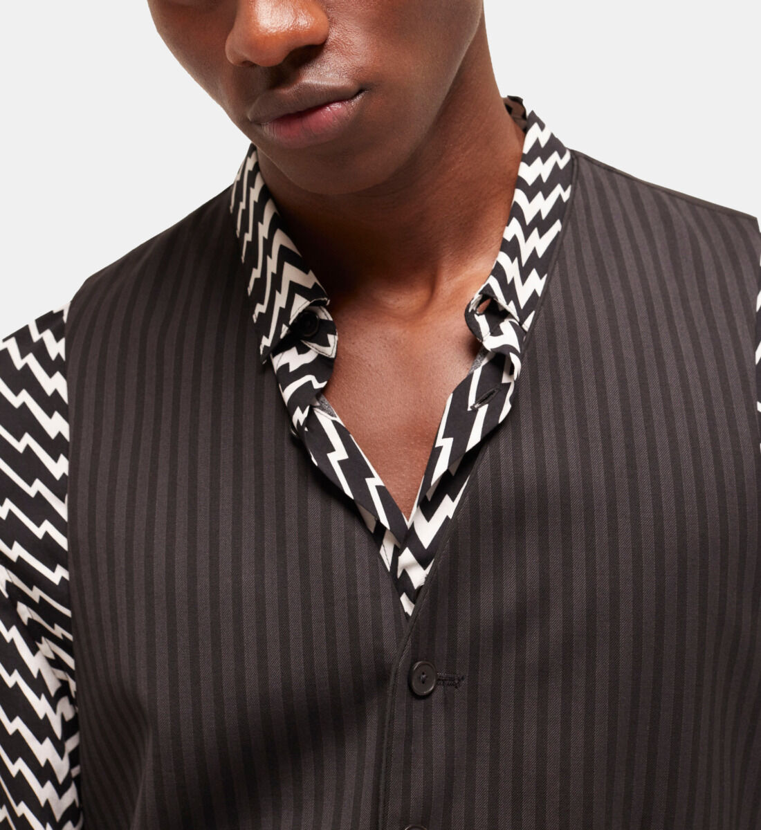 Black and white striped shirt with vest top