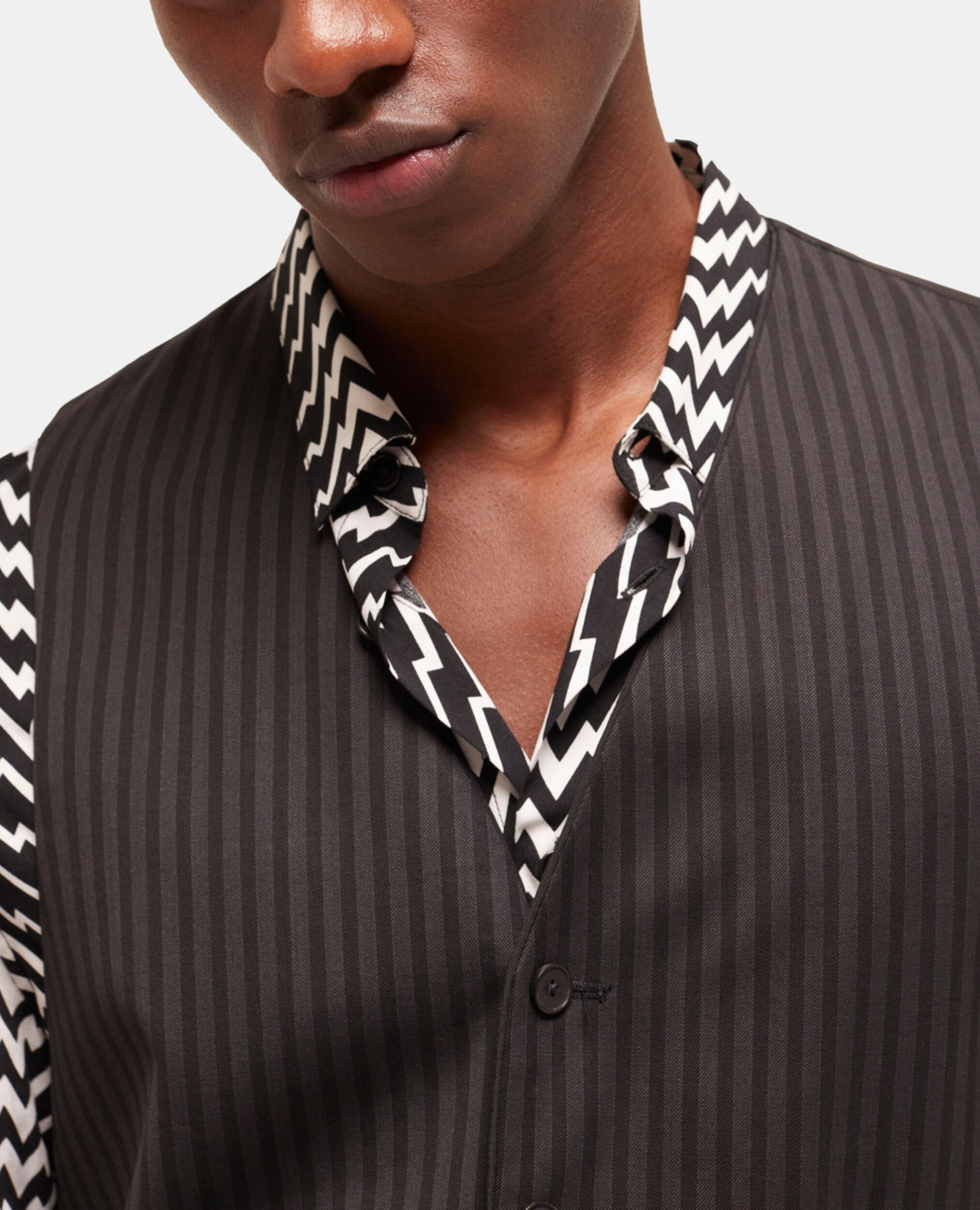 Black wool suit vest, BLACK GREY, hi-res image number null