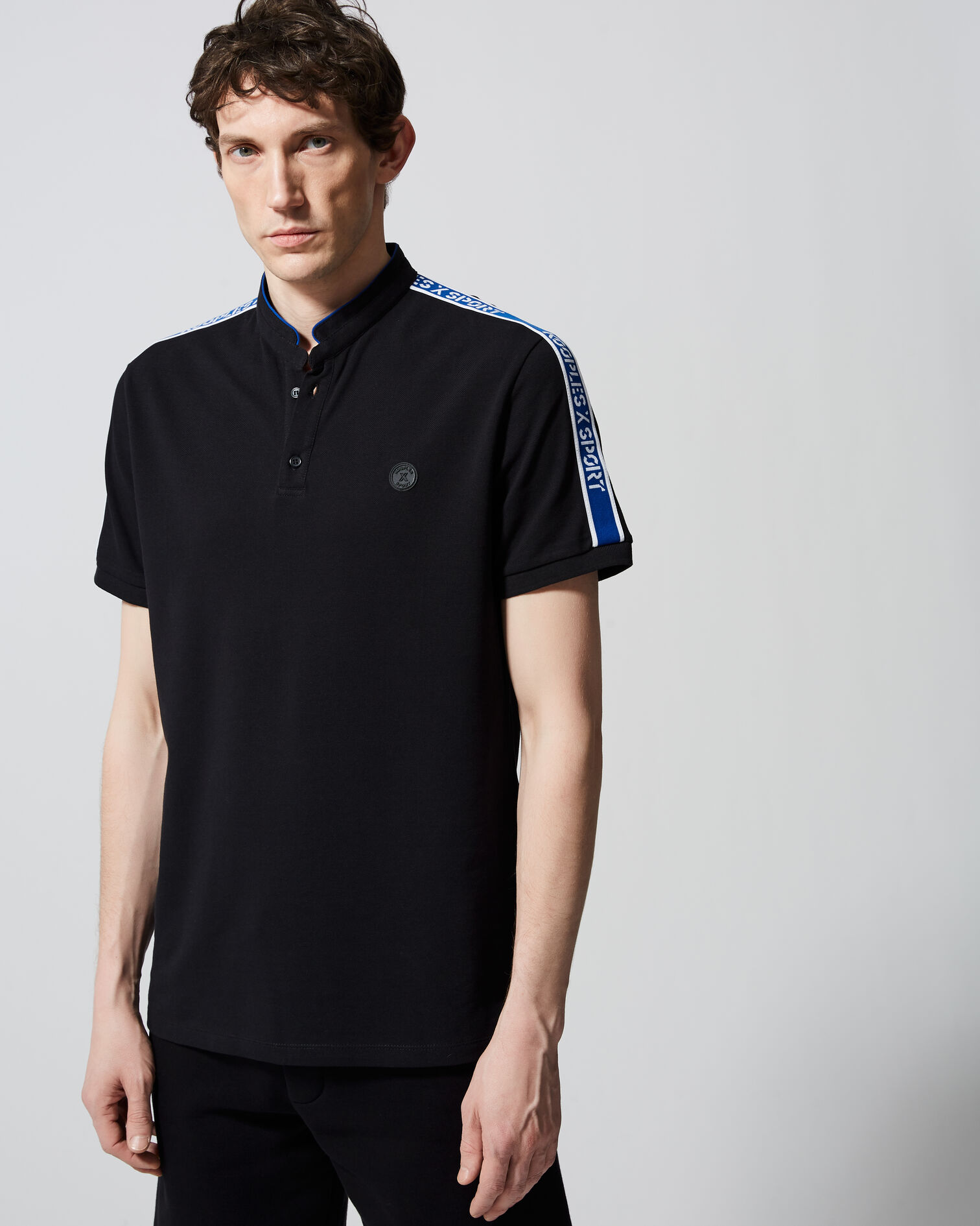 POLO AVEC BANDE KOOPLES X SPORT, BLACK, hi-res image number null