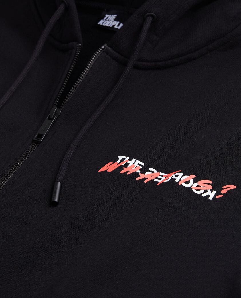 The Kooples HERREN BLACK was ist ein schwarzes kapuzen-sweatshirt mit reißverschluss