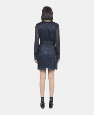 The Kooples DAMEN DARK NAVY kurzes, marineblaues kleid in metallic-jersey
