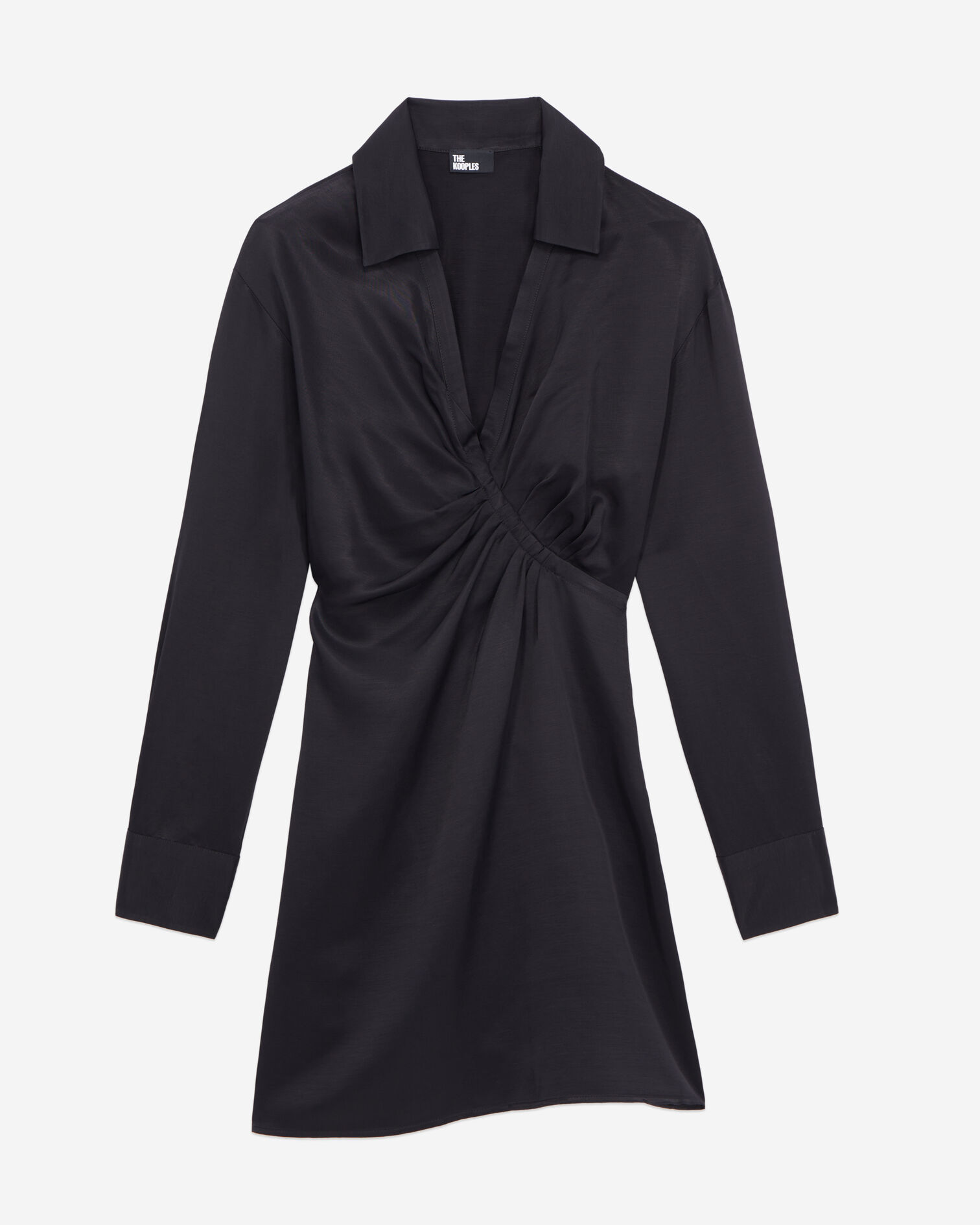 Short black dress with draping, BLACK, hi-res image number null