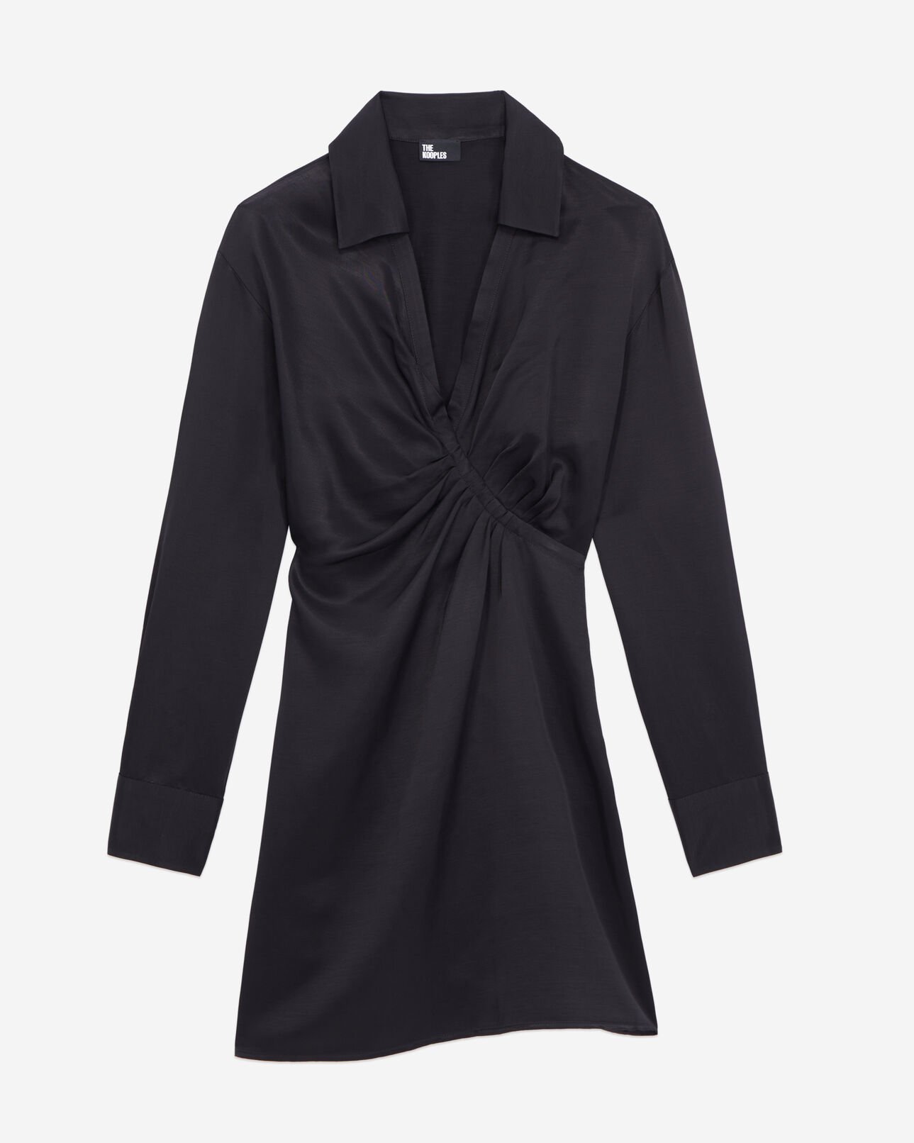 The Kooples WOMEN BLACK short black dress with draping