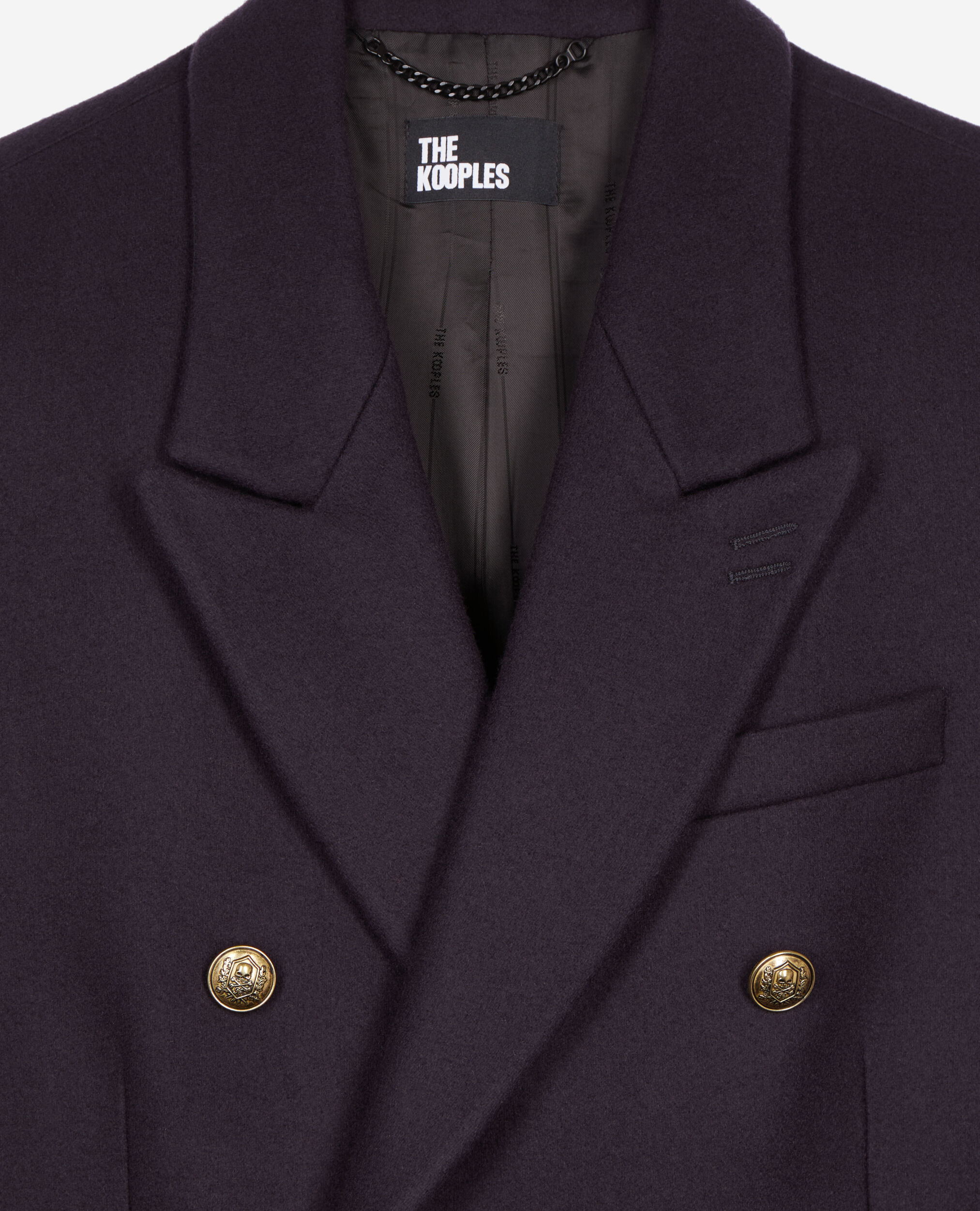 Manteau long en laine mélangée bleu marine, NAVY, hi-res image number null