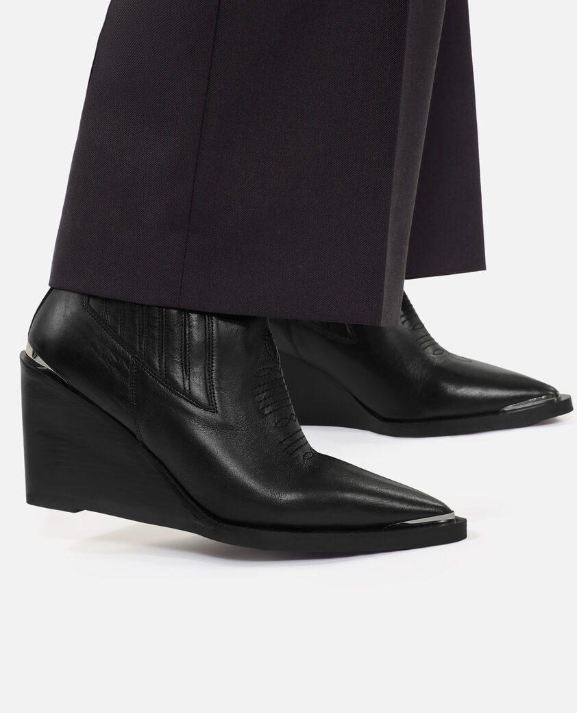 The Kooples FEMME BLACK bottines western en cuir noir