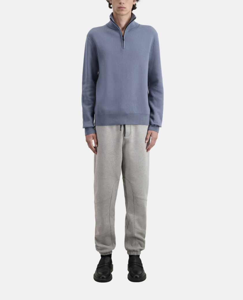 The Kooples H BLUE GREY blue sweater with debossed logo