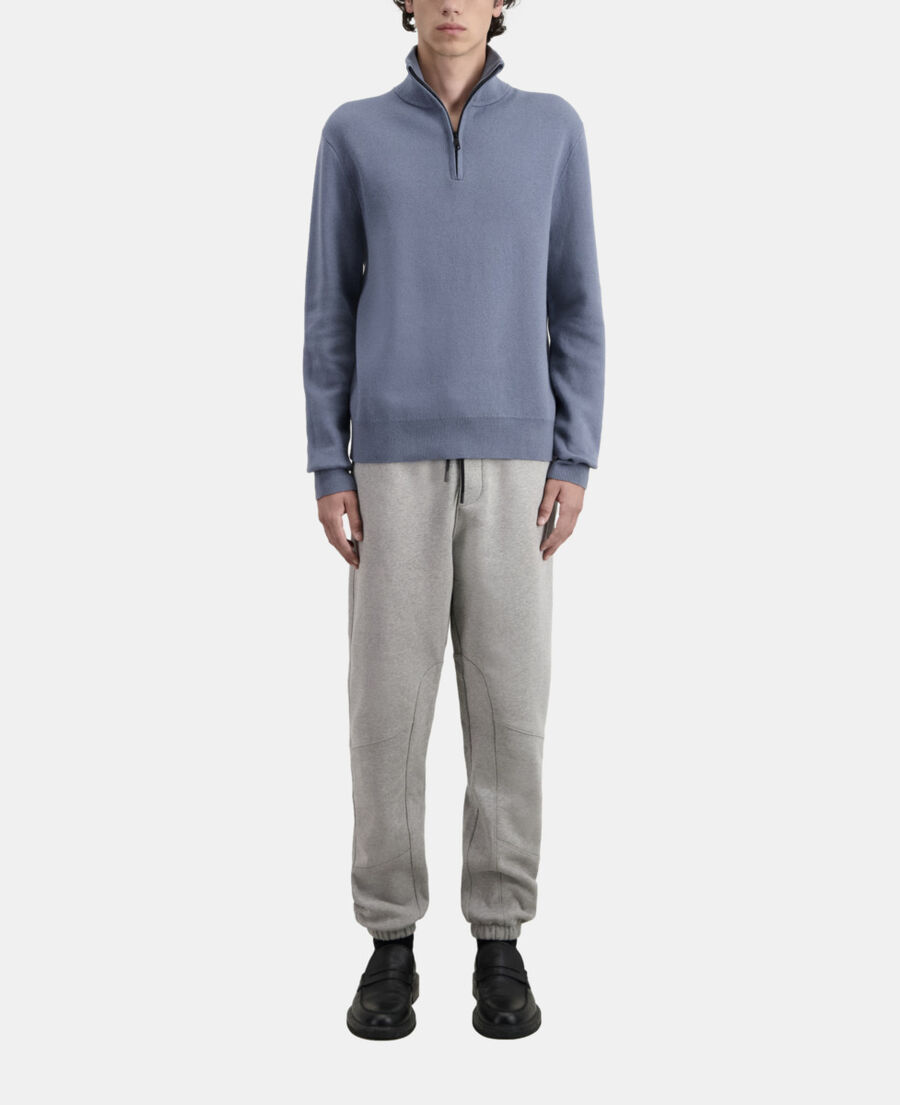 The Kooples H BLUE GREY blue sweater with debossed logo