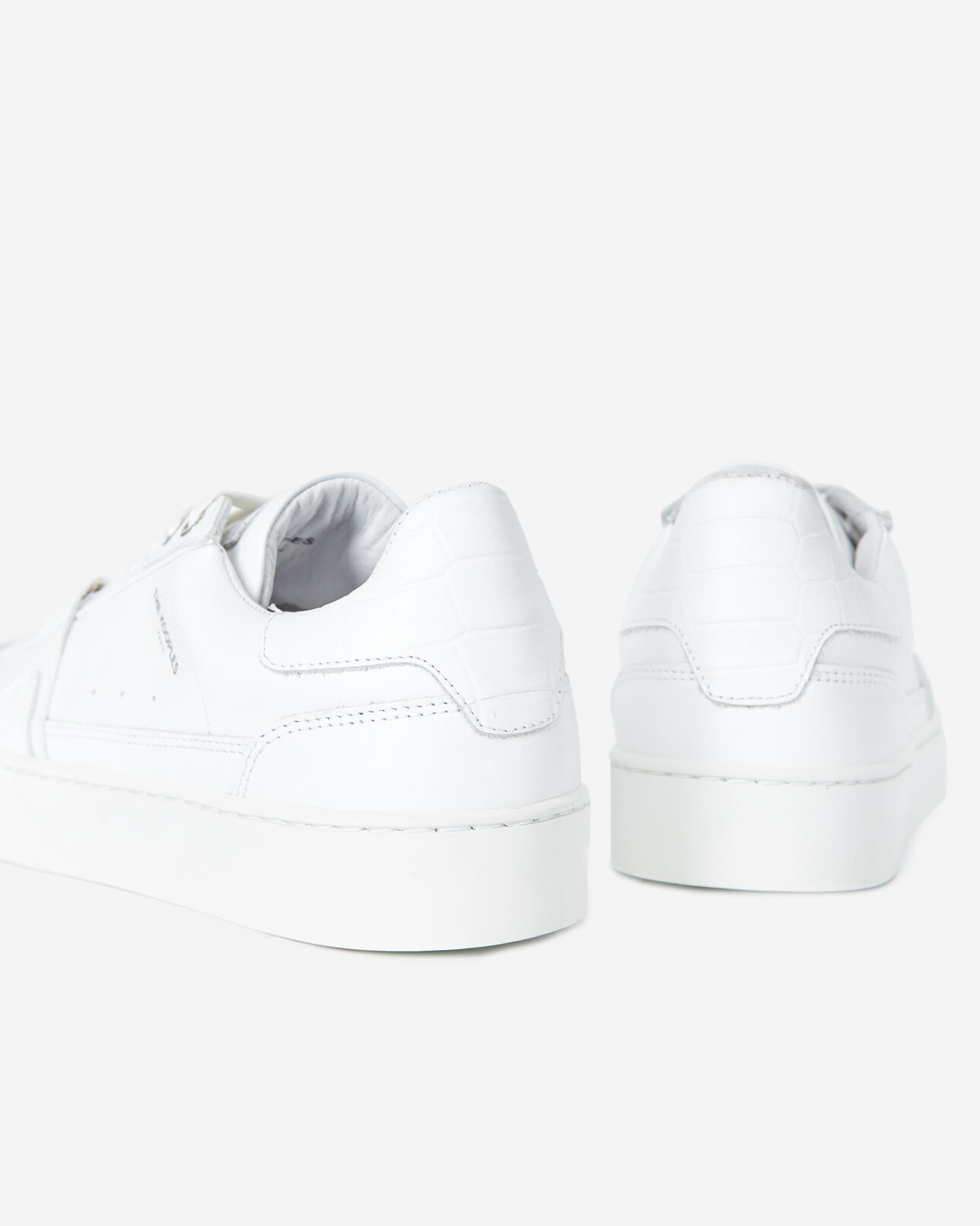 The Kooples DAMEN WHITE weiße turnschuhe aus leder mit krokodetail