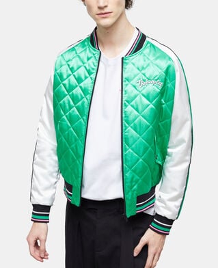 The Kooples HERREN GREEN-WHITE zweifarbige teddy-jacke mit stickereien