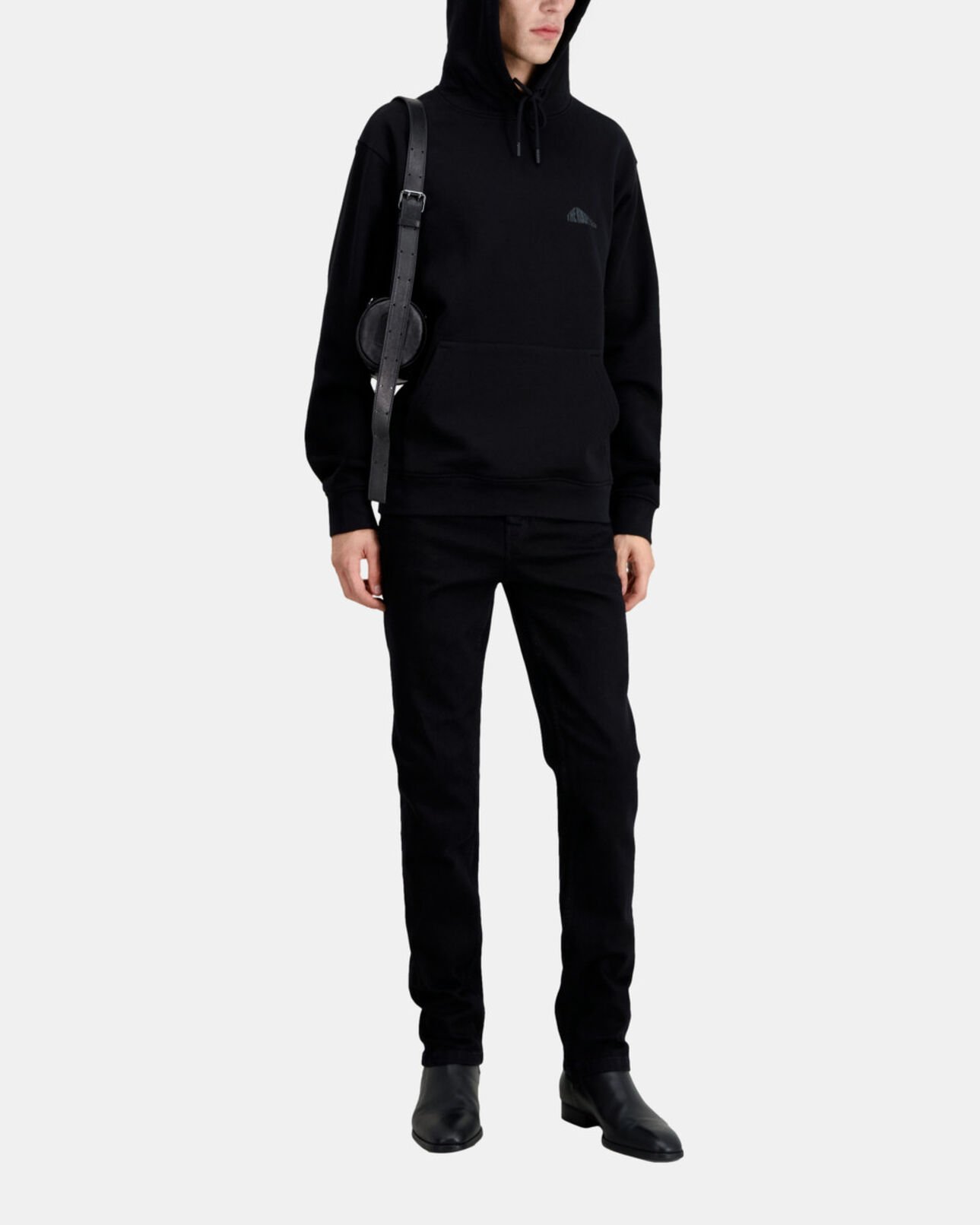 The Kooples HOMME BLACK sweatshirt homme à capuche noir avec sérigraphie logo graphique