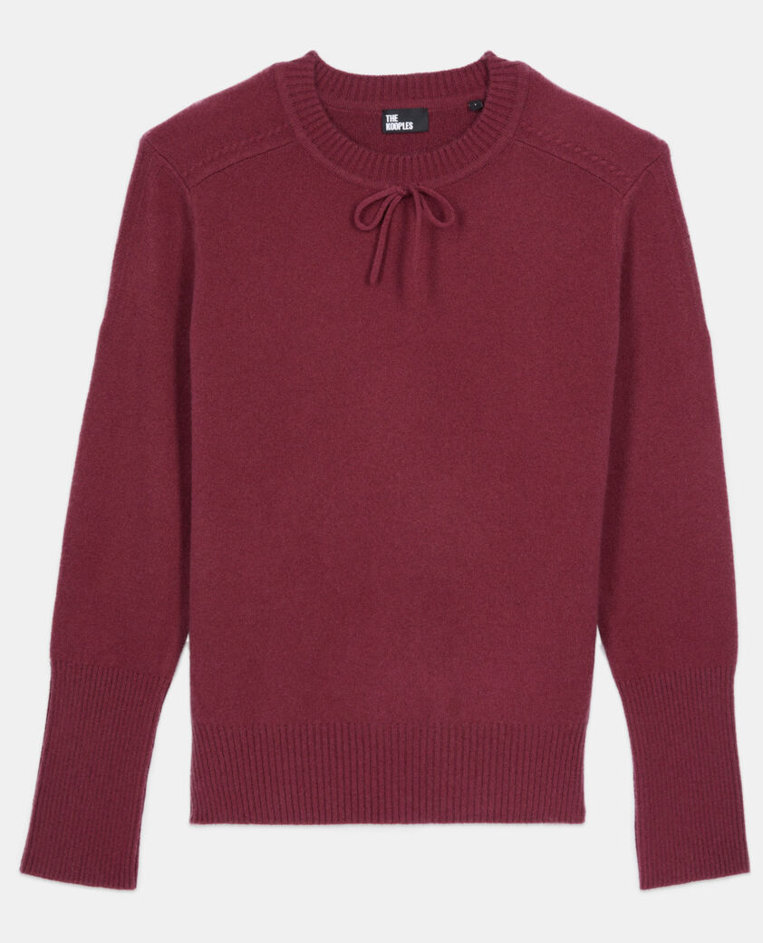The Kooples WOMEN AUBERGINE burgundy cashmere sweater