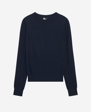 The Kooples WOMEN NAVY round-neck sweater in navy merino wool