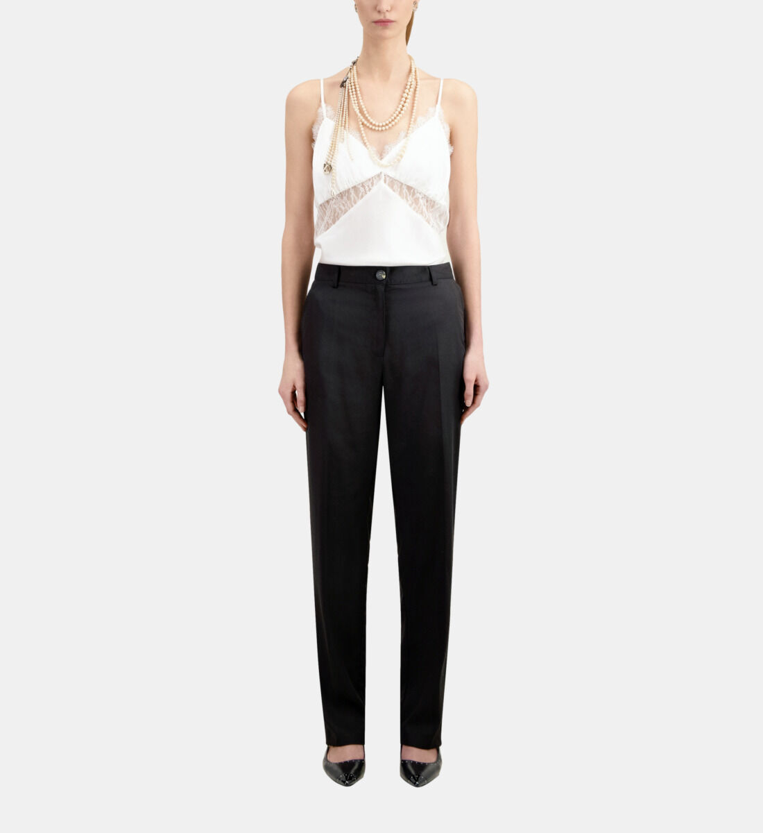 Black tencel military-style pants | The Kooples US