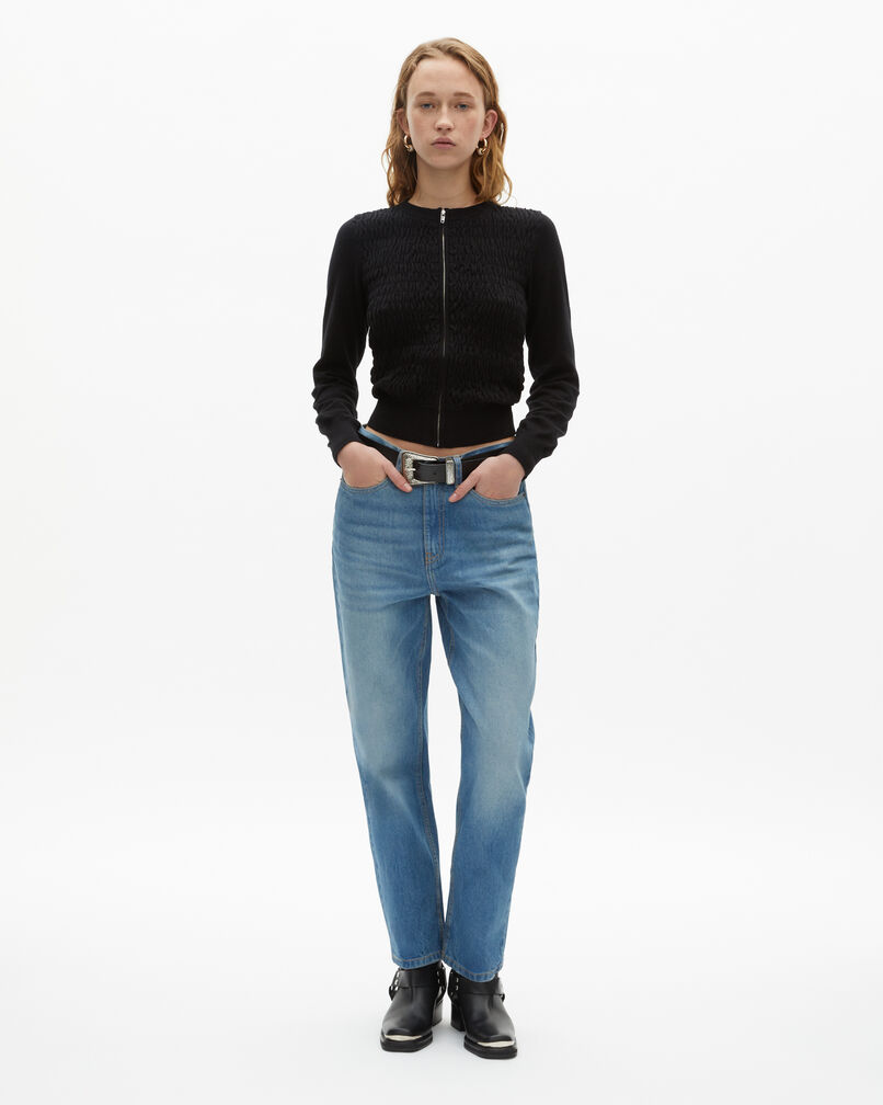 The Kooples FEMME BLACK cardigan en coton zippé noir