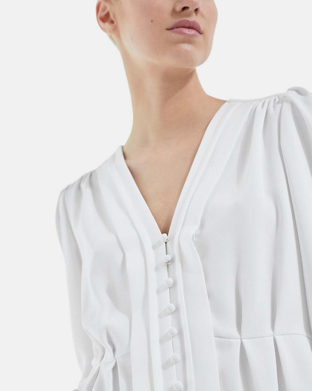 The Kooples DAMEN WHITE top krepp ecru v-ausschnitt knöpfe bezogen