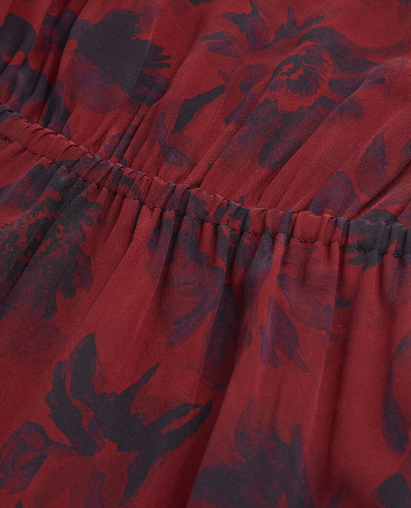 The Kooples FEMME BLACK - BURGUNDY robe courte imprimée