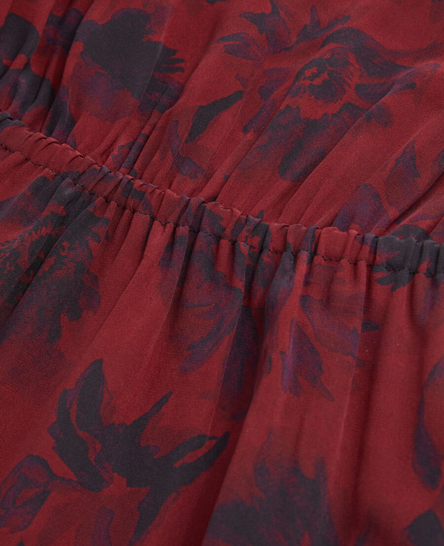 The Kooples MUJER BLACK - BURGUNDY vestido corto estampado