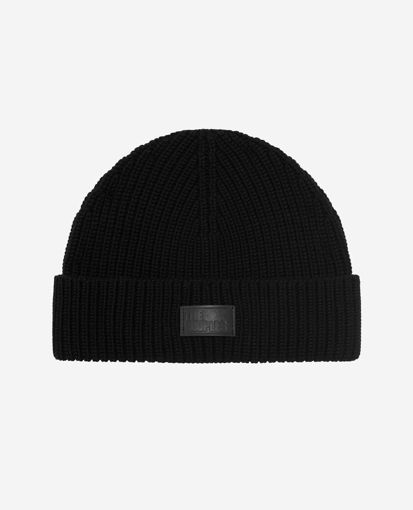 The Kooples H BLACK beanie with black lapel
