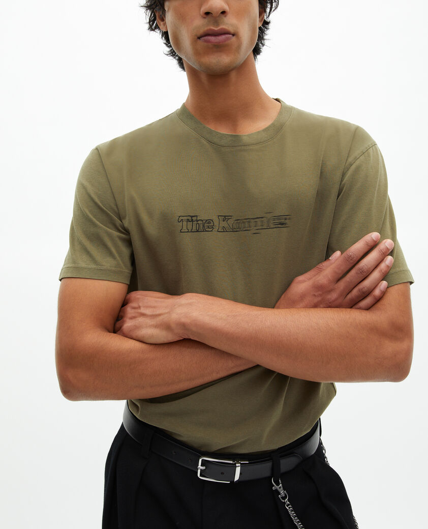 The Kooples MEN KAKI t-shirt with vintage khaki effect logo