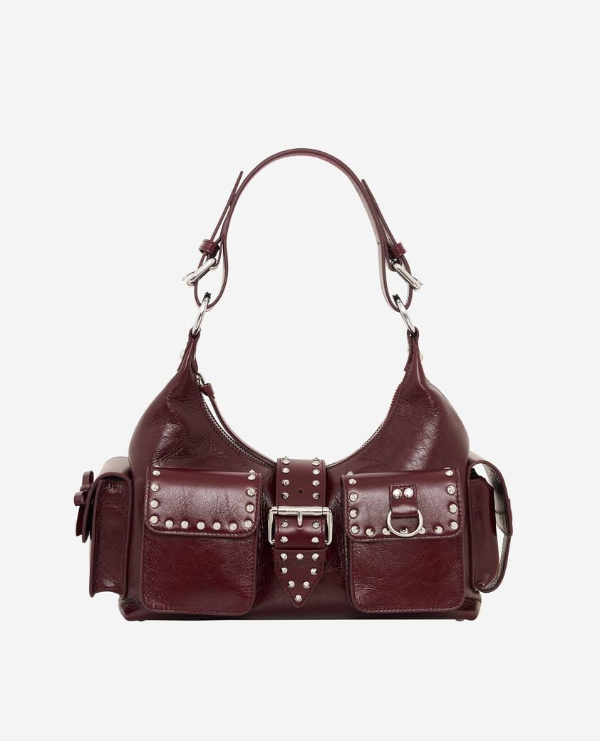The Kooples DAMEN BORDEAUX amelia-tasche aus bordeauxfarbenem crackleder