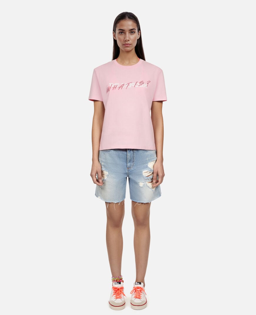 The Kooples WOMEN POWDER PINK pink what is t-shirt with rhinestones