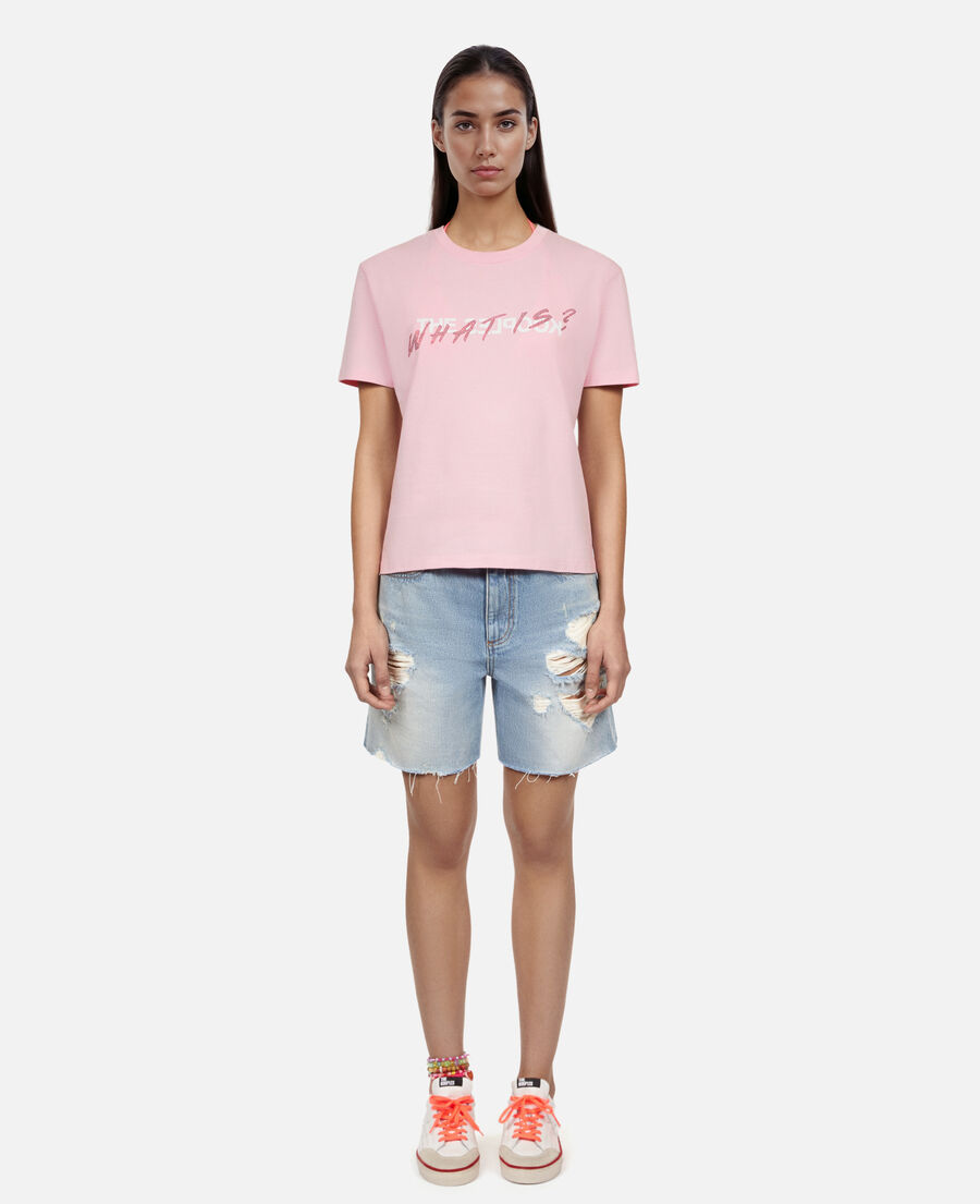 The Kooples FEMME POWDER PINK t-shirt what is avec strass rose