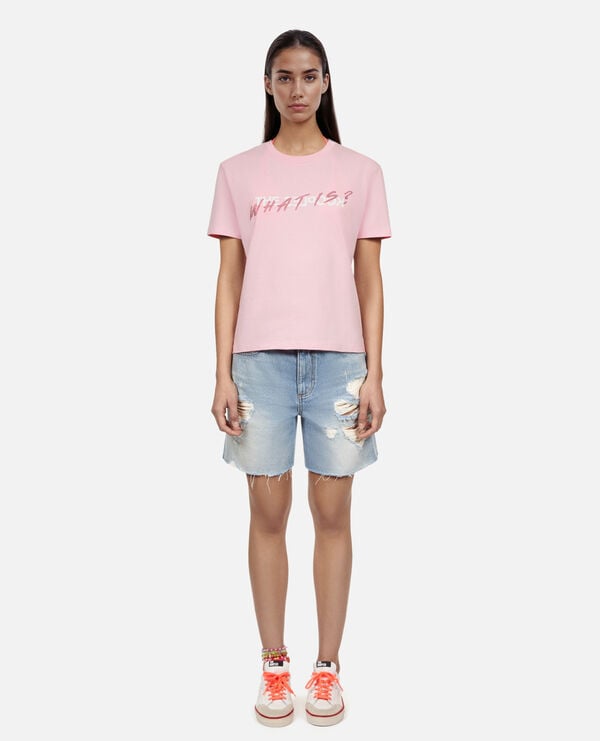 The Kooples FEMME POWDER PINK t-shirt what is avec strass rose