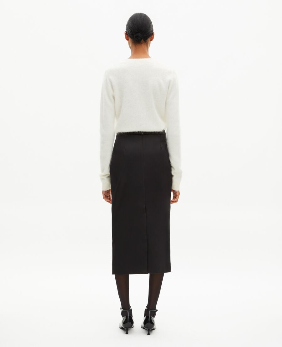 The Kooples F BLACK long black satin pencil skirt