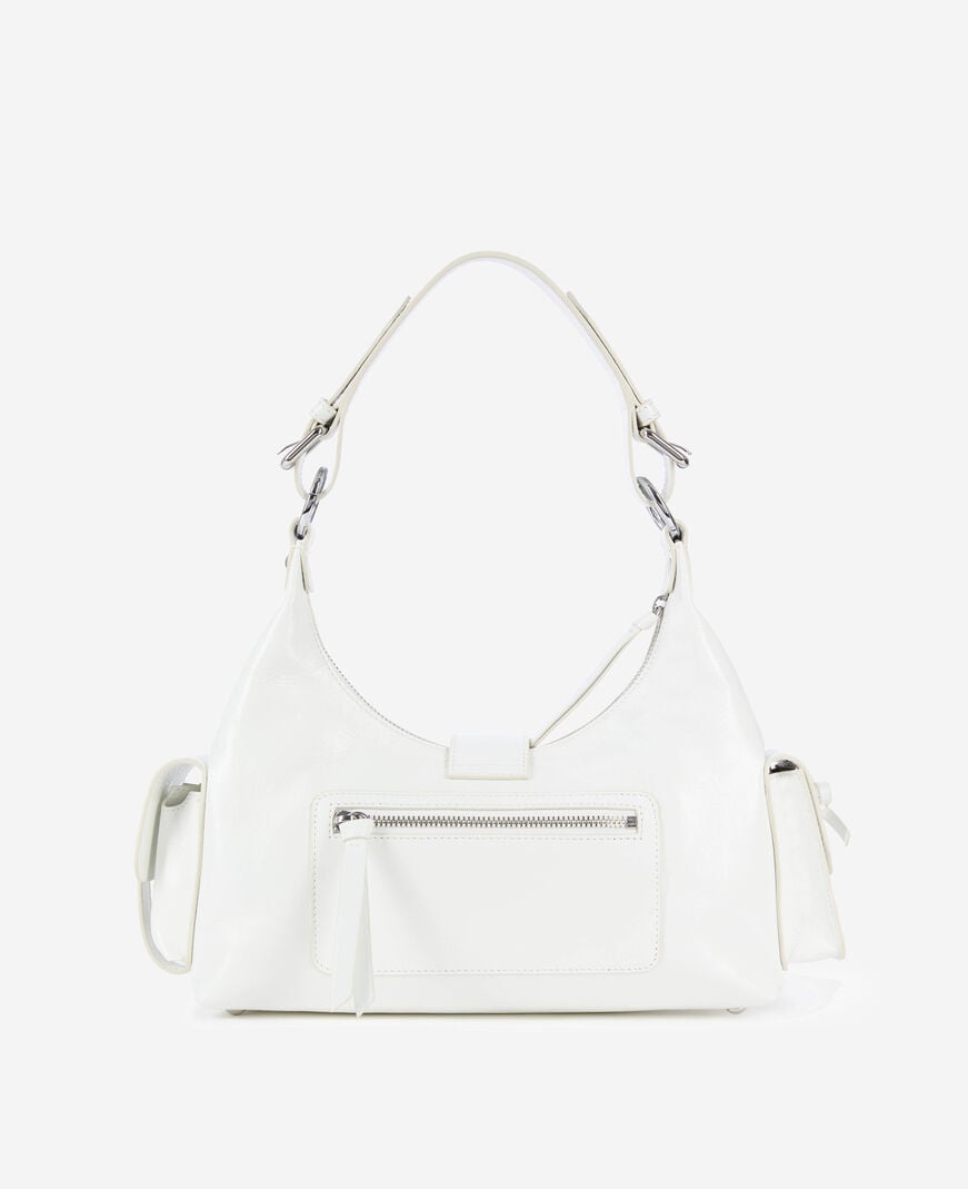 The Kooples DAMEN WHITE weiße amelia tasche aus leder mit vintage-behandlung